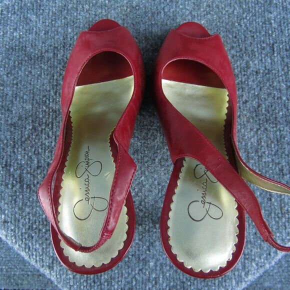 Jessica Simpson Aimee Women Slingback Heel Shoes Size 7.5 Red Patent Leather - Picture 6 of 9
